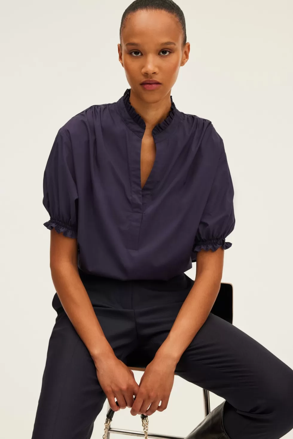 Pablo Chemises & Blouses | Le Costume | Blouse en coton à col montant