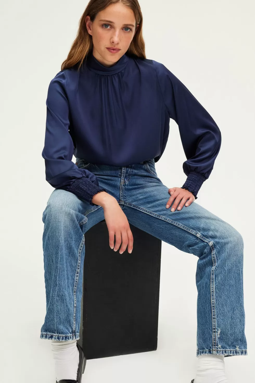 Pablo Chemises & Blouses | Blouse en satin à col montant - BERYLL