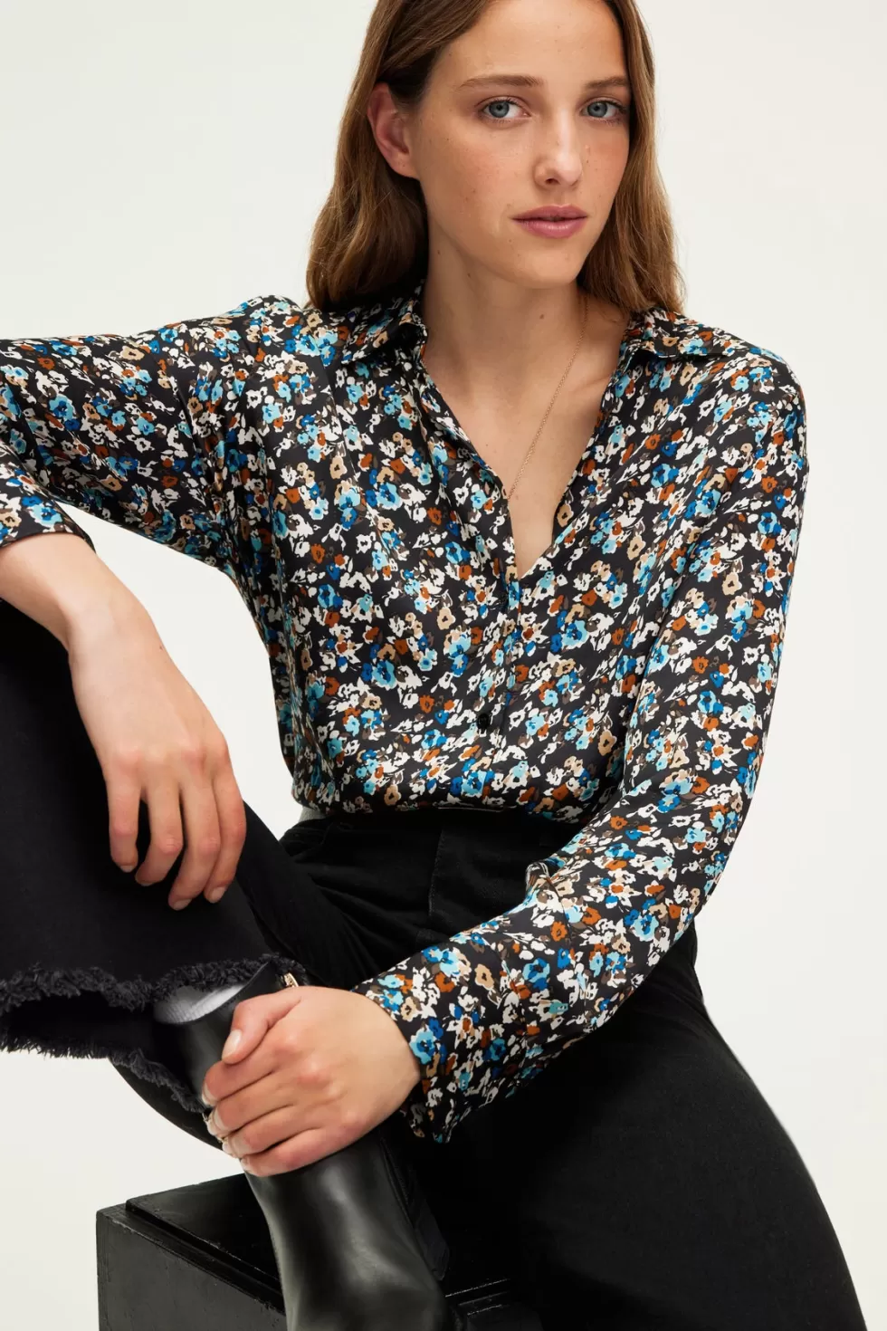 Pablo Chemises & Blouses | Chemise à fleurs en satin - BERNICE
