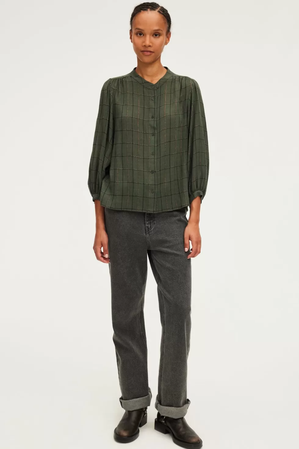 Pablo Chemises & Blouses | Chemise col rond à carreaux et lurex - BAHIR