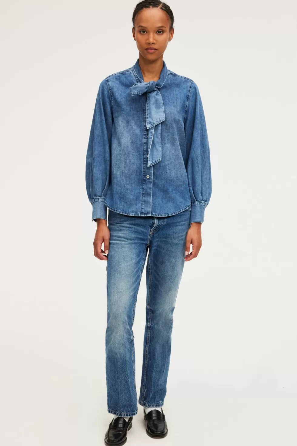 Pablo Chemises & Blouses | Shopping De Noël | Chemise en jean et col lavallière - BRYONY