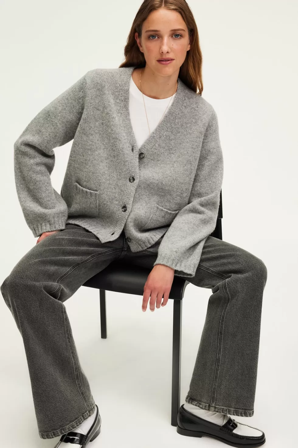 Pablo Maille | Gilet gris chiné à col V - JOZIE