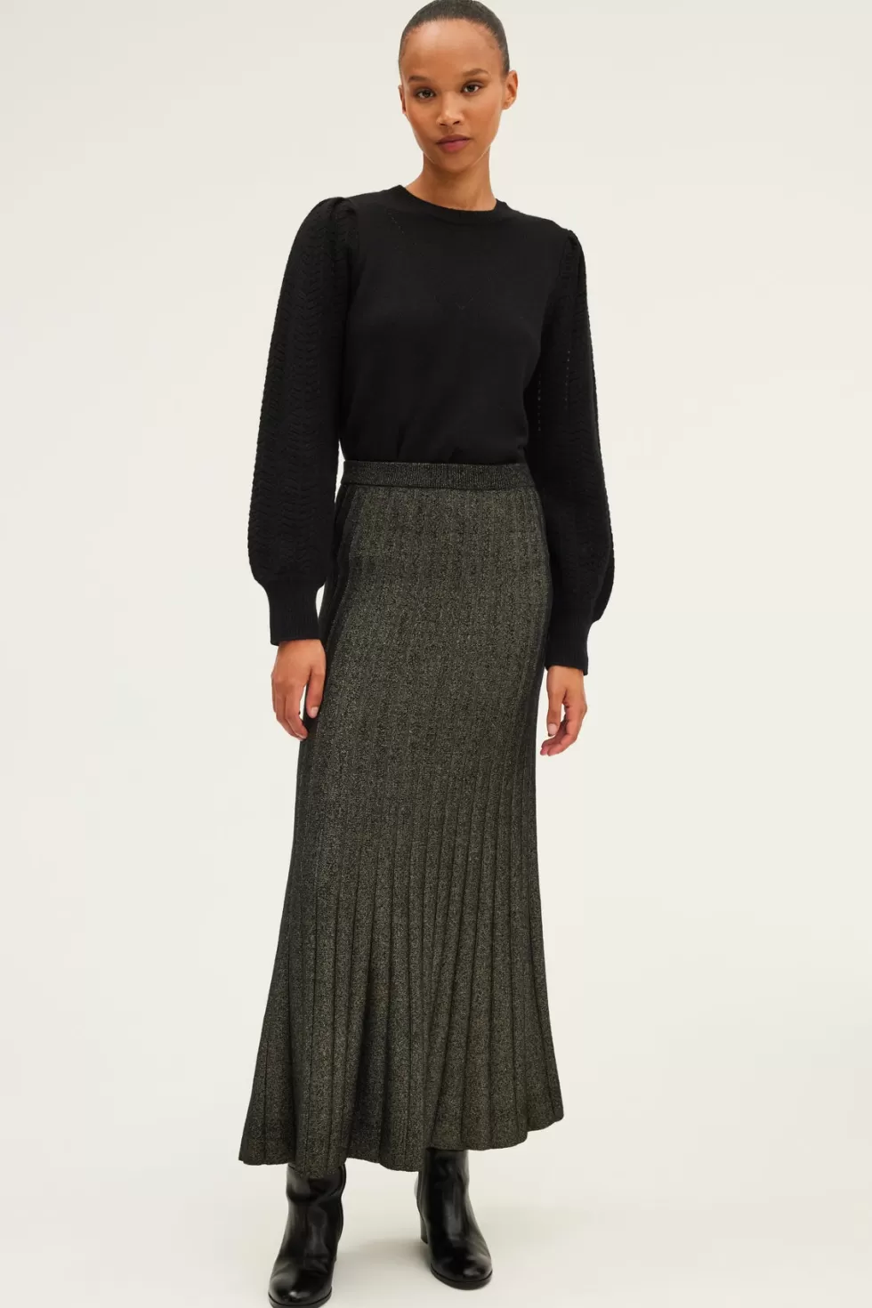 Pablo Jupes | Party | Jupe midi à côtes et lurex - CLAIRETTE