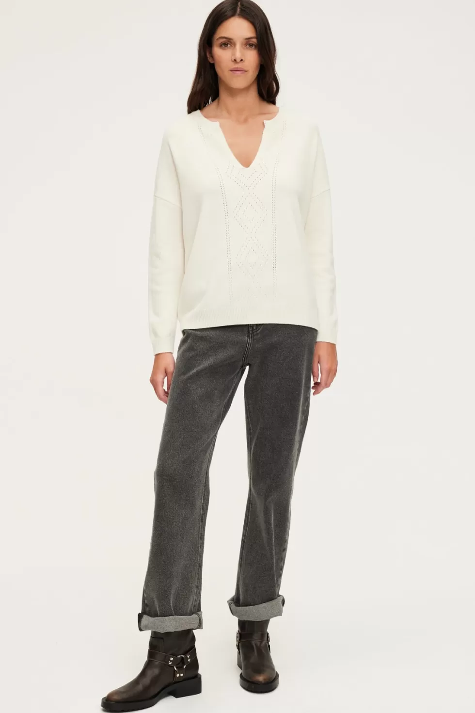 Pablo Maille | Pull écru ajouré en laine - JULICIA