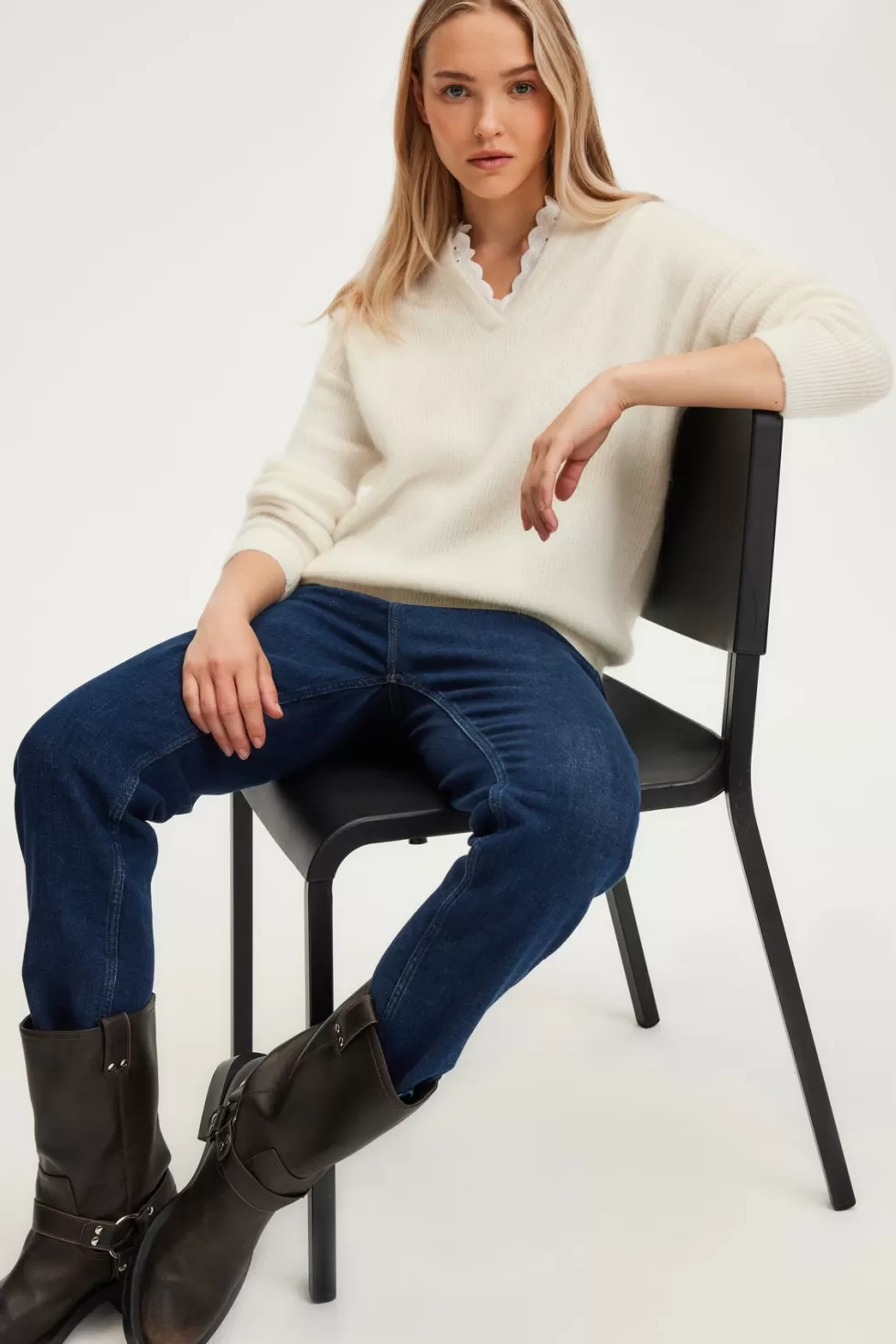 Pablo Maille | Pull mohair à col dentelle - JULETTE