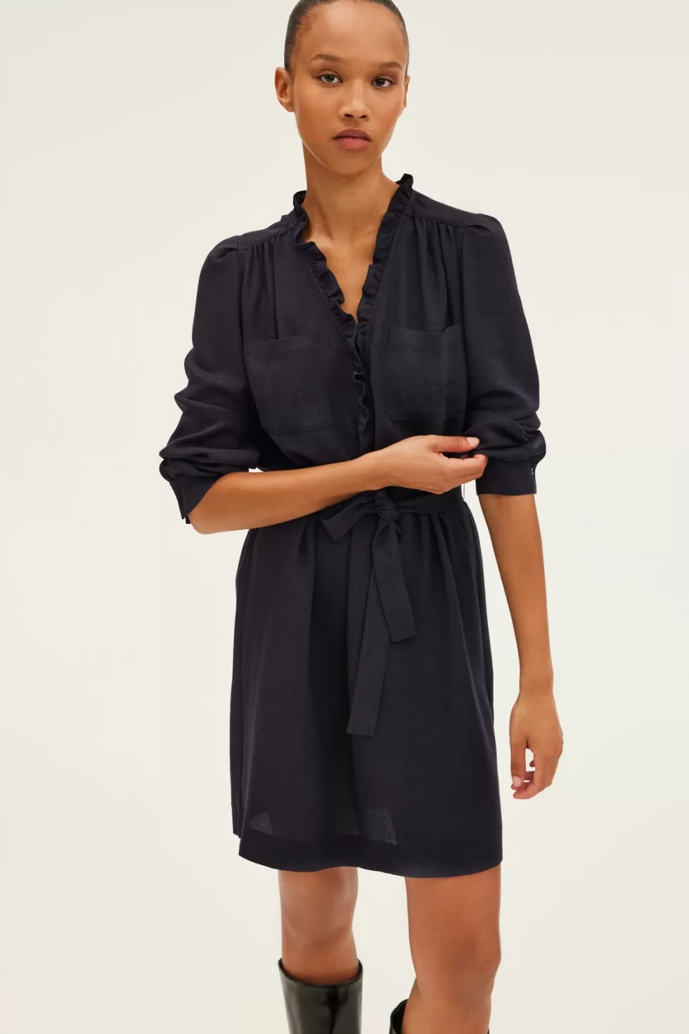 Pablo Robes | Party | Robe courte à lurex et volants - SONIA