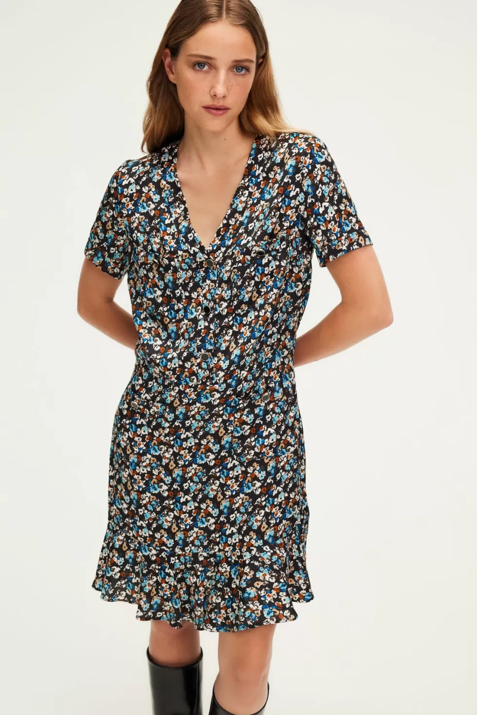Pablo Robes | Robe courte cintrée à fleurs - SABRIA