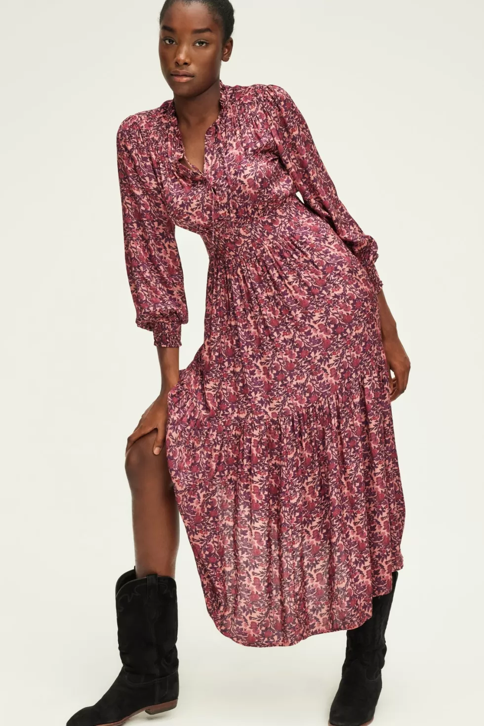 Pablo Robes | Robe longue cintrée à fleurs -SALIANE