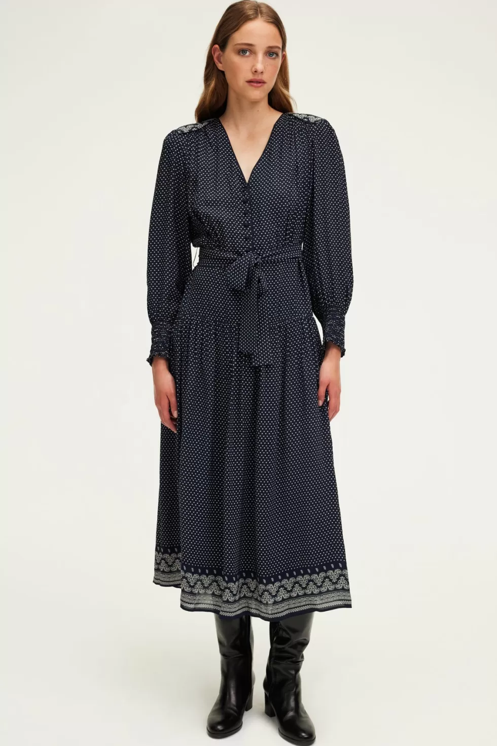 Pablo Robes | Robe longue cintrée imprimée - SYLVIA