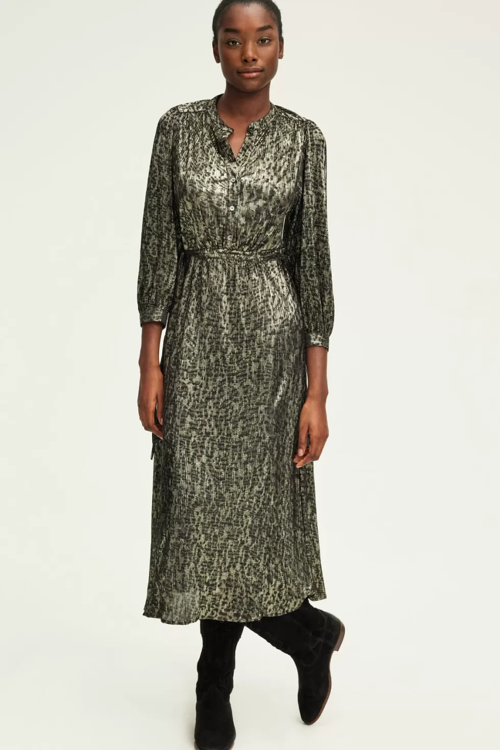 Pablo Robes | Party | Robe midi en lurex léopard - SYDONIE