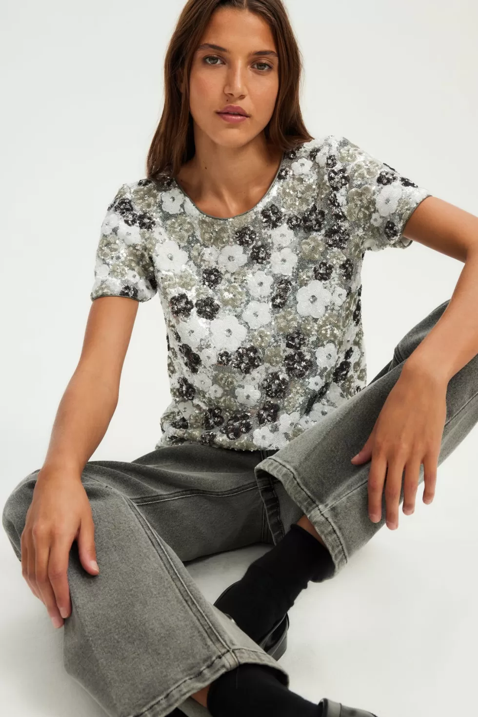 Pablo Chemises & Blouses | Party | Top à fleurs en sequins - BENITA