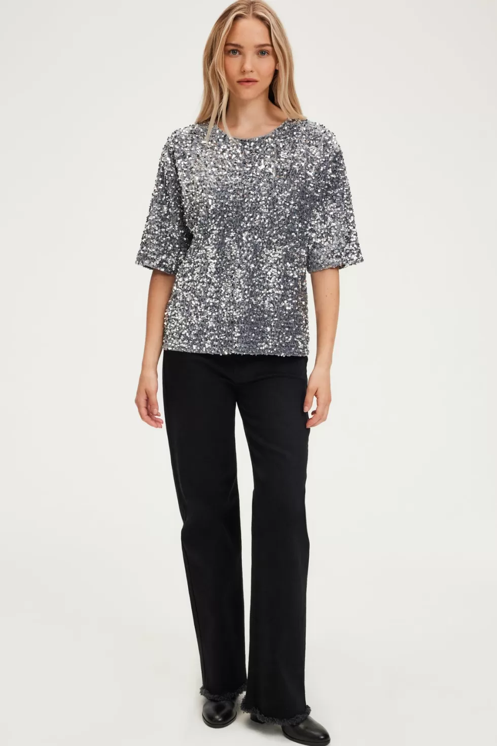 Pablo Tops & T-Shirts | Party | Top à sequins argentés - ALESSIA