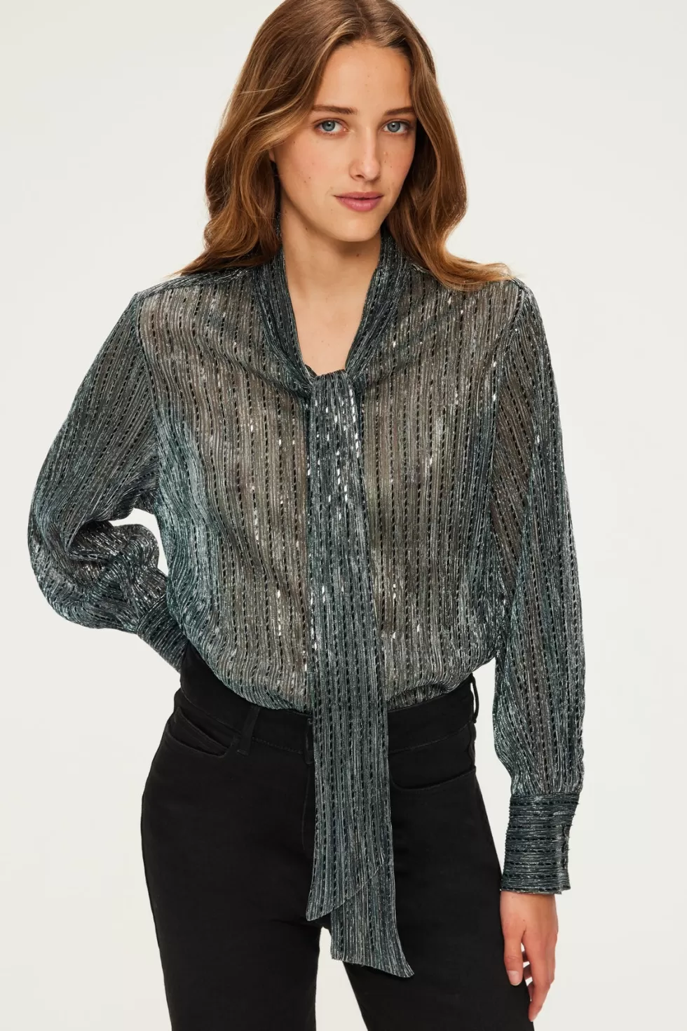 Pablo Chemises & Blouses | Party | Top en lurex et col lavallière - BRUNA