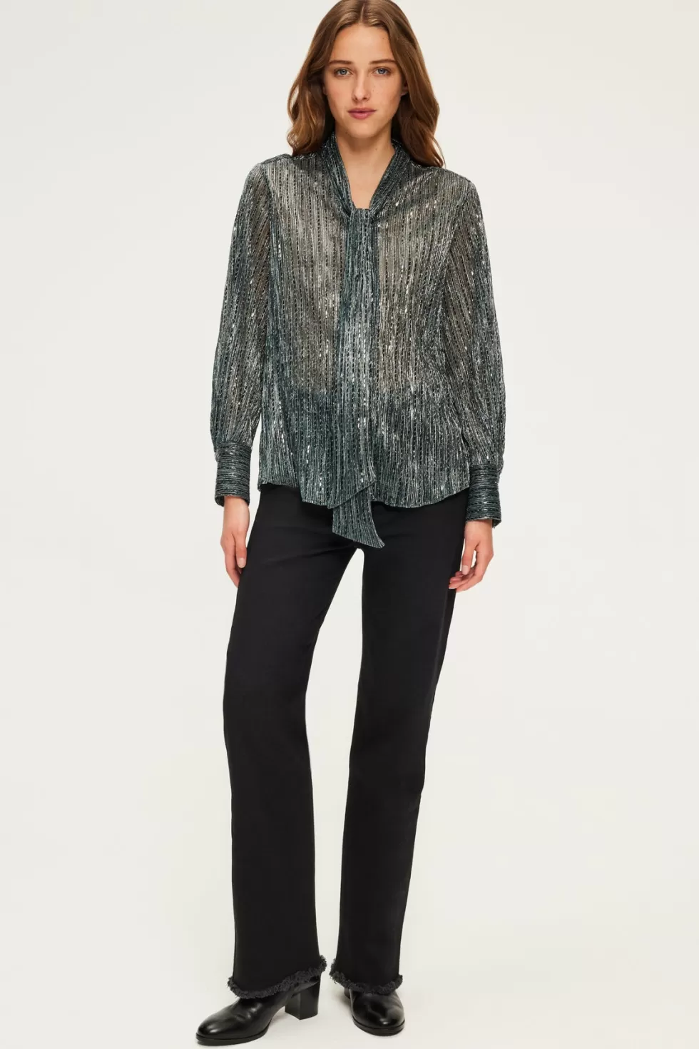 Pablo Chemises & Blouses | Party | Top en lurex et col lavallière - BRUNA