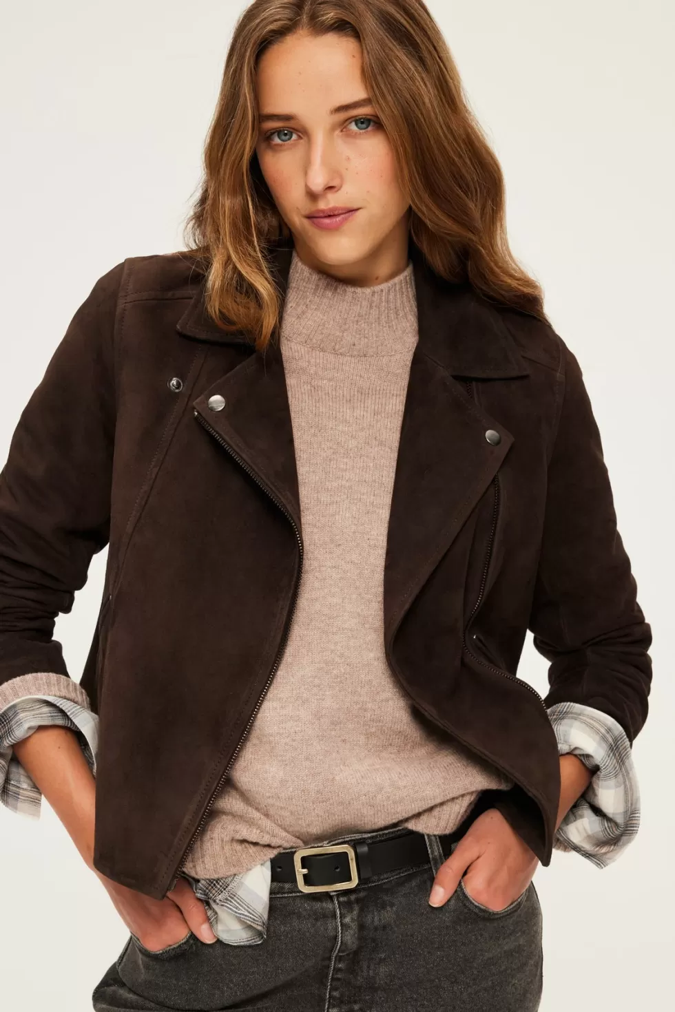Pablo Cuirs & Peaux | Shopping De Noël | Veste biker en cuir velours - BIBIANE