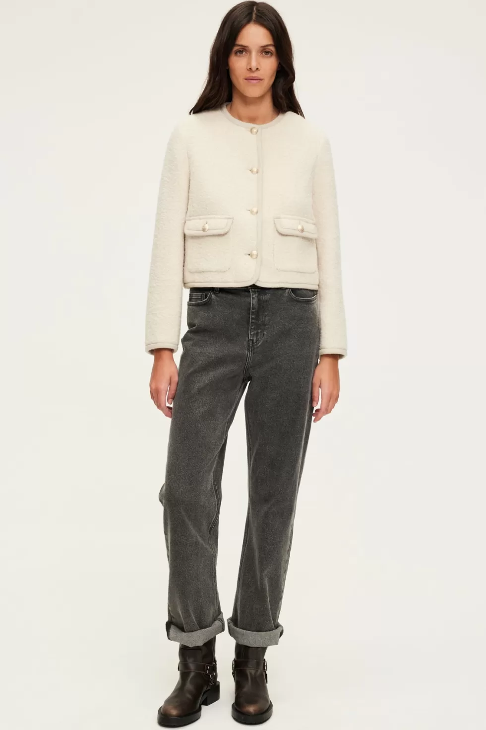 Pablo Vestes | Veste courte en tweed écru - MAHAULT
