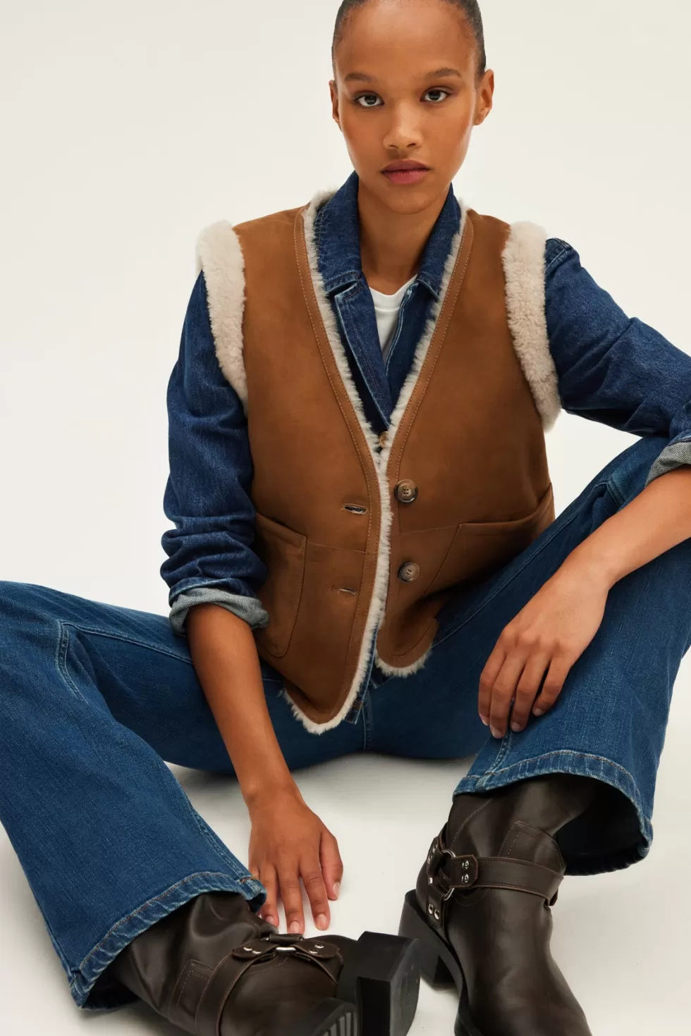Pablo Cuirs & Peaux | Veste sans manche en peau lainée - LOLY